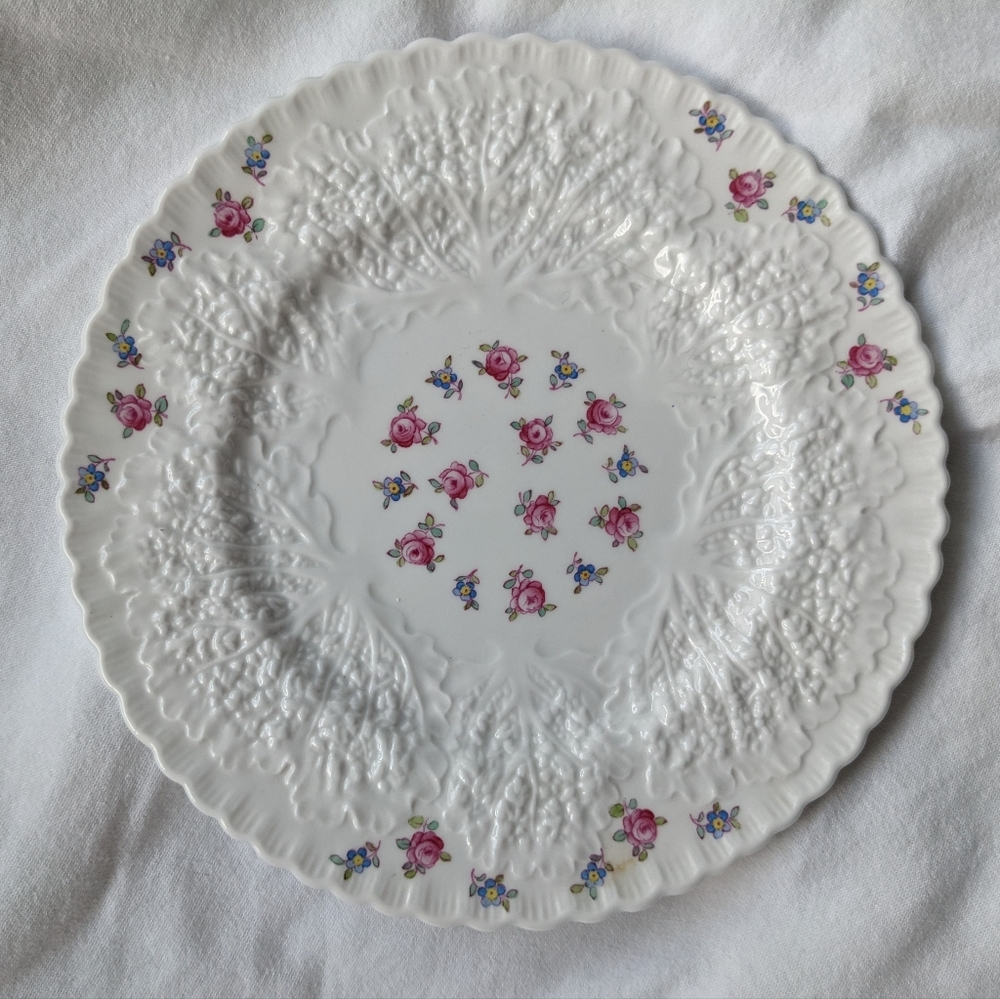 Vintage Spode Forget-Me-Not Pastel Floral Embossed Detail Bone China Salad Plate